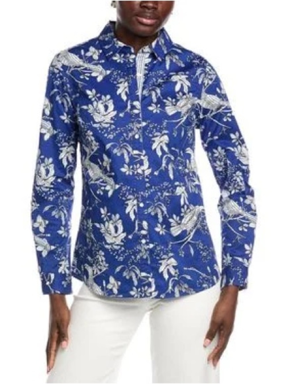 J. McLaughlin Royal Blue Floral Button-Down Shirt